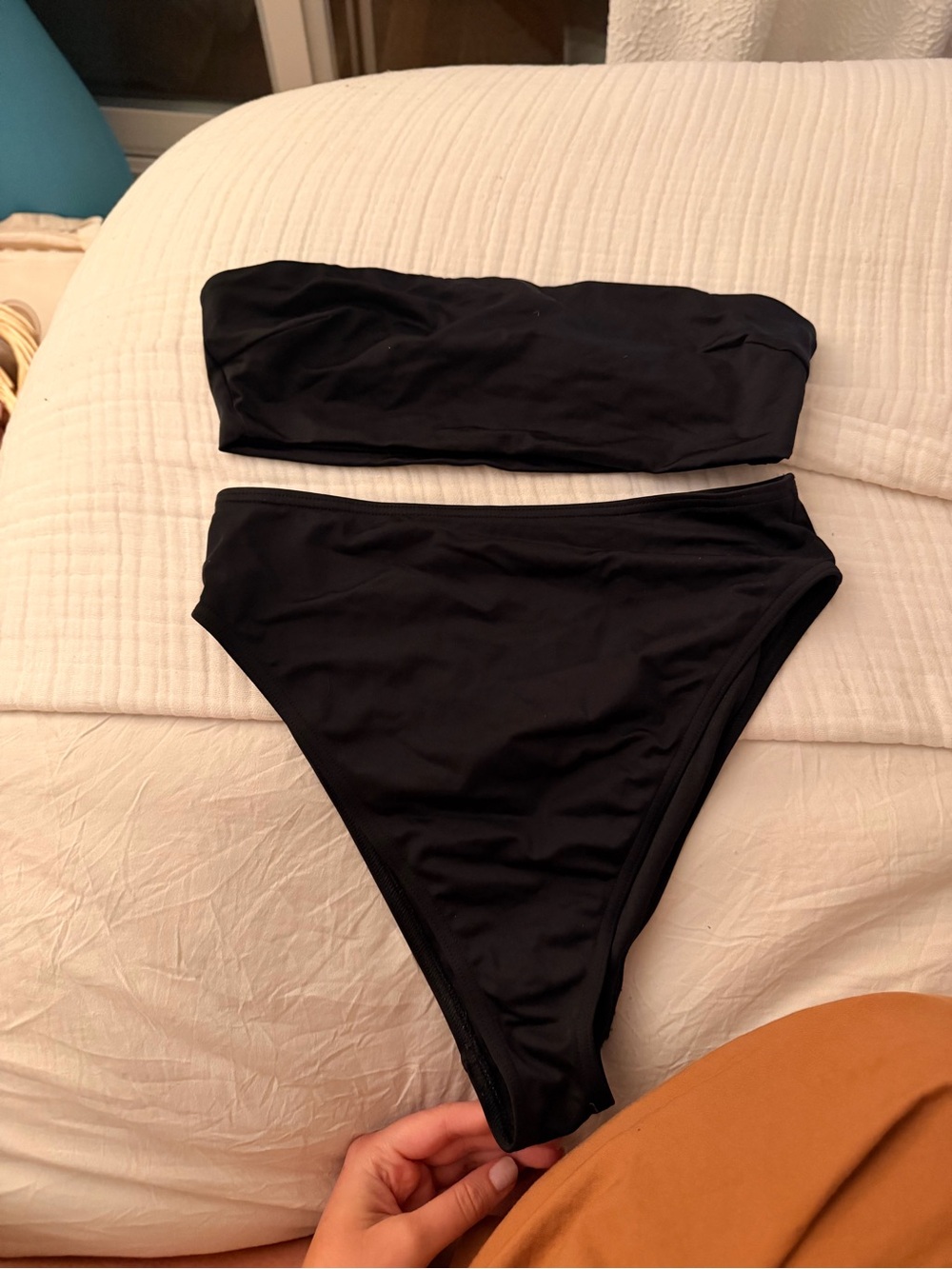 ASOS Black Bandeau High-Waist Bikini Set - Women Swim
